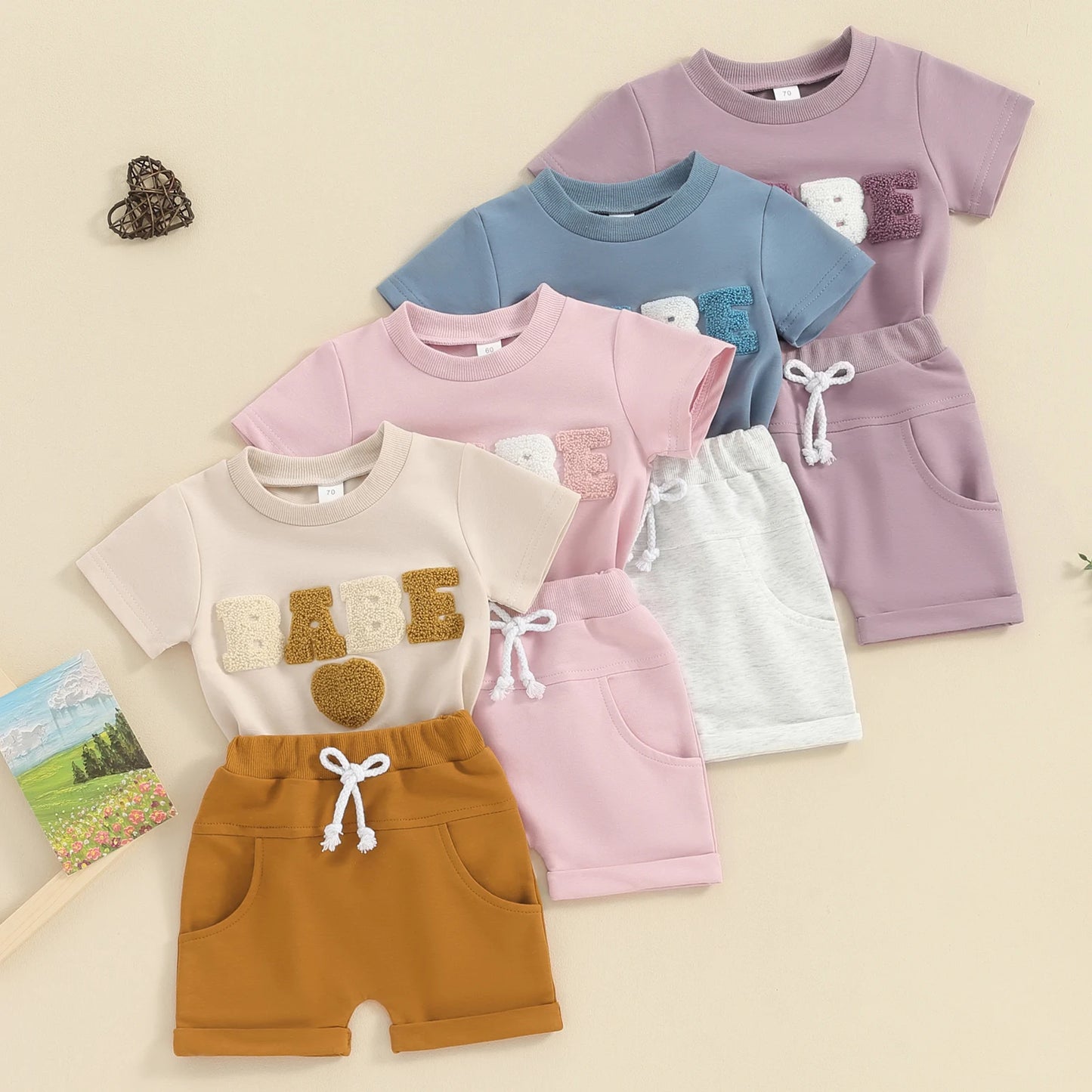 Baby Zachary Embroidery T-Shirts & Shorts (6M - 3T)