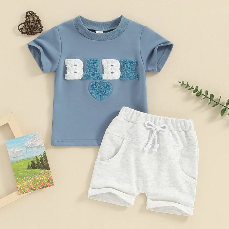 Baby Zachary Embroidery T-Shirts & Shorts (6M - 3T)