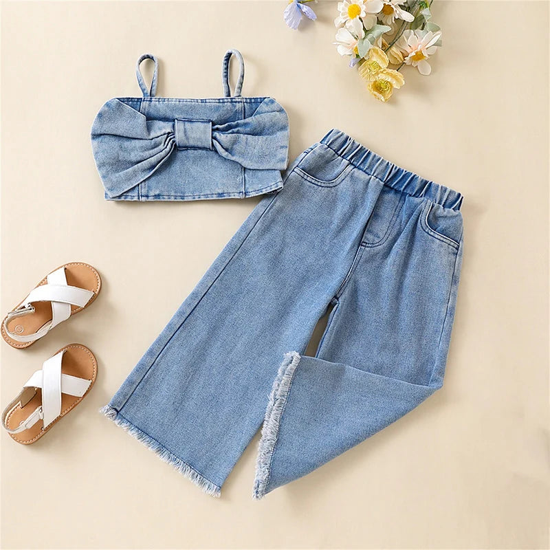 Summer Fashion Sleeveless Denim Sets (2-7Y)