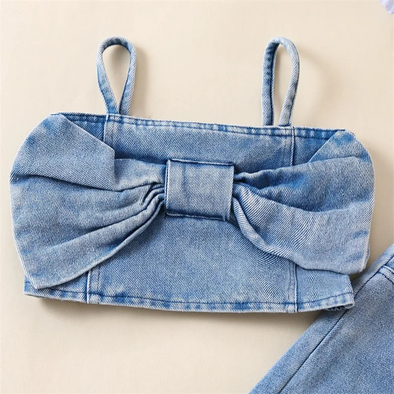 Summer Fashion Sleeveless Denim Sets (2-7Y)