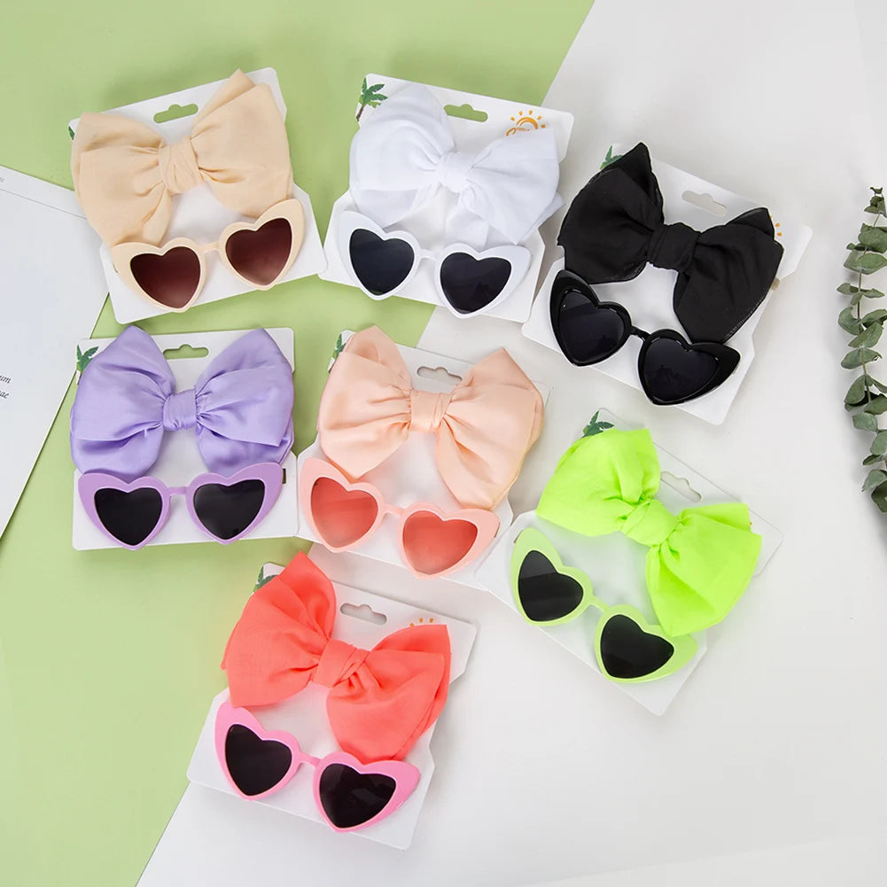 Sunglasses with Hair Bow 2pcs Set