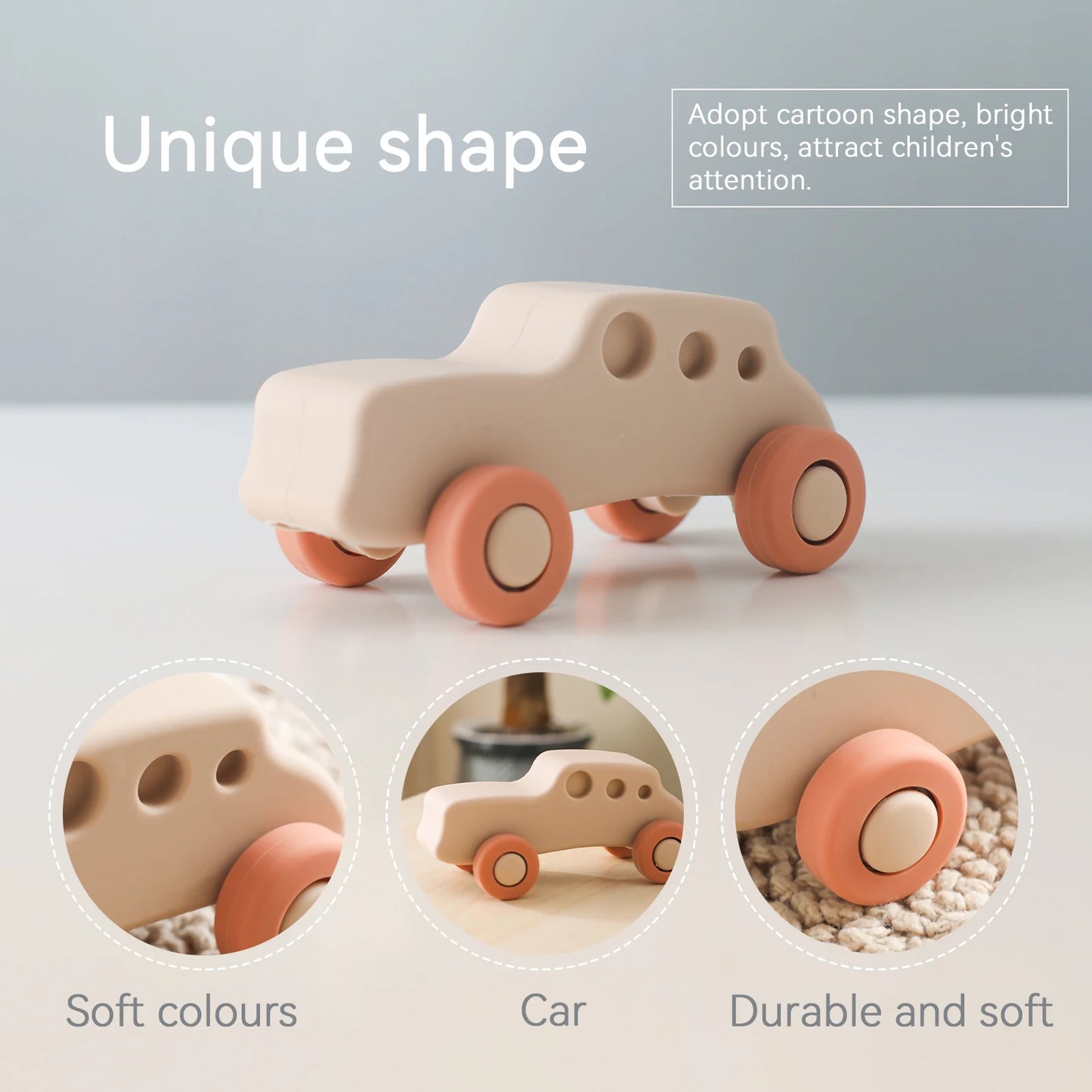 Montessori Baby Silicone Car Toys