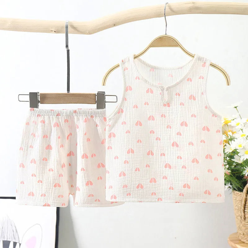 Baby Summer Muslin Cotton Outfits 2pcs Set (6M - 6T)