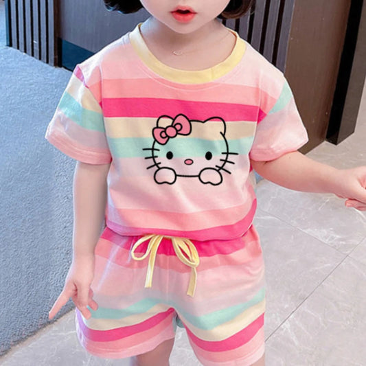 Cute Hello Kitty Short Sleeve Sets (6M-7Years)