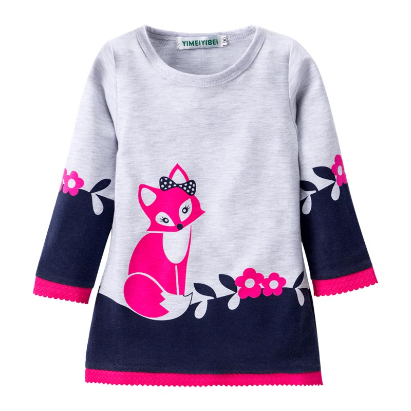 Margaret Long Sleeve Fox Print Dress (2T-6T)