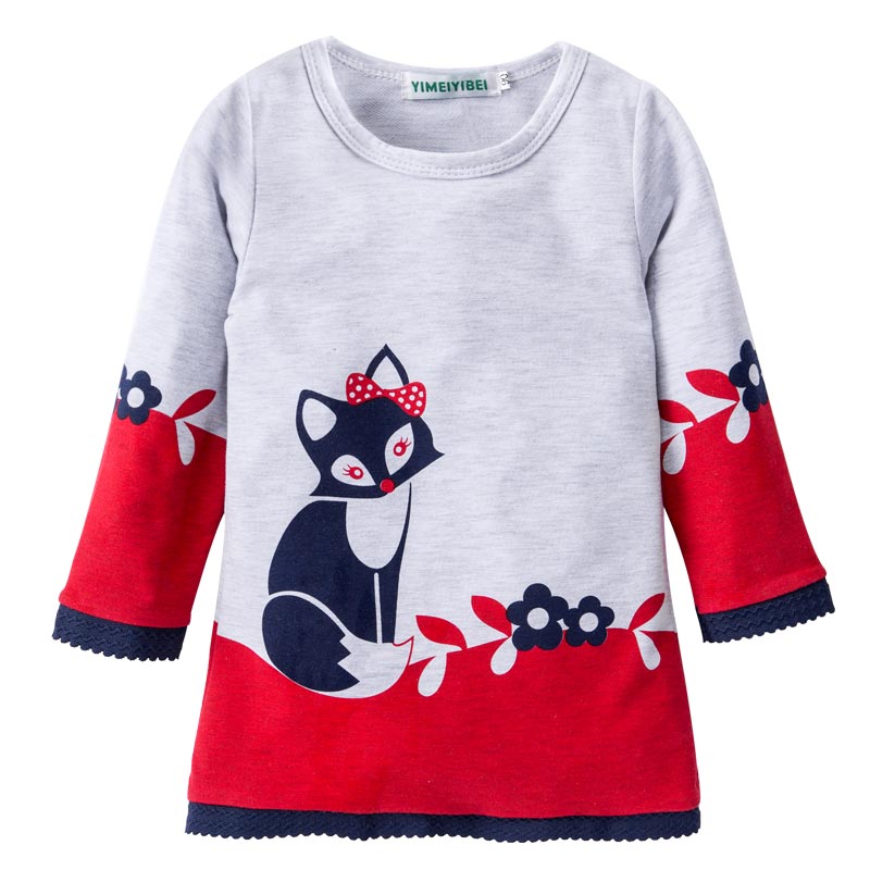 Margaret Long Sleeve Fox Print Dress (2T-6T)