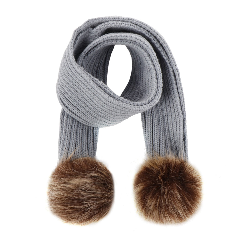 Fur Double Ball Hat/ Double Ball Scarf