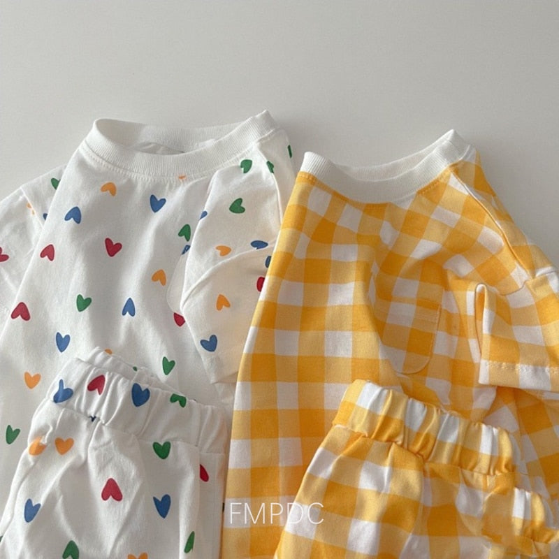 2pcs Polka Dot  Plaid Print Sets (12M-4T)