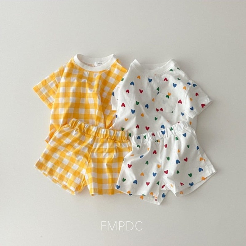 2pcs Polka Dot  Plaid Print Sets (12M-4T)