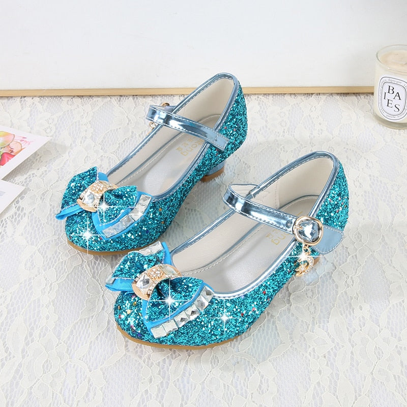 Girls High Heel Elegant Glitter Shoes