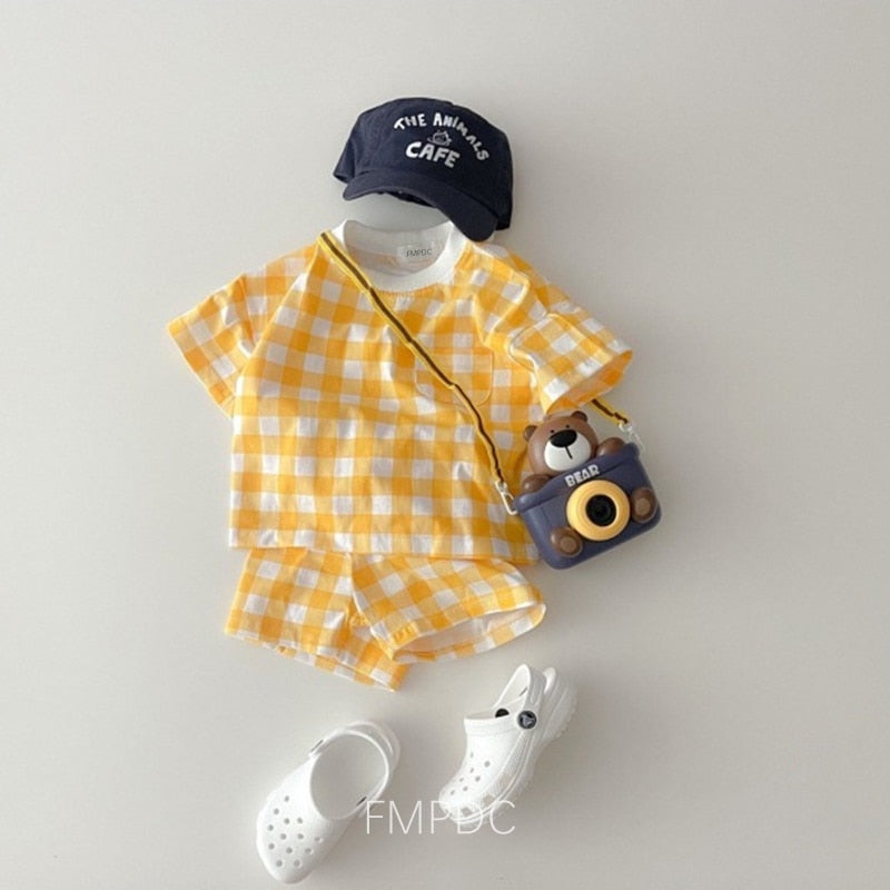 2pcs Polka Dot  Plaid Print Sets (12M-4T)