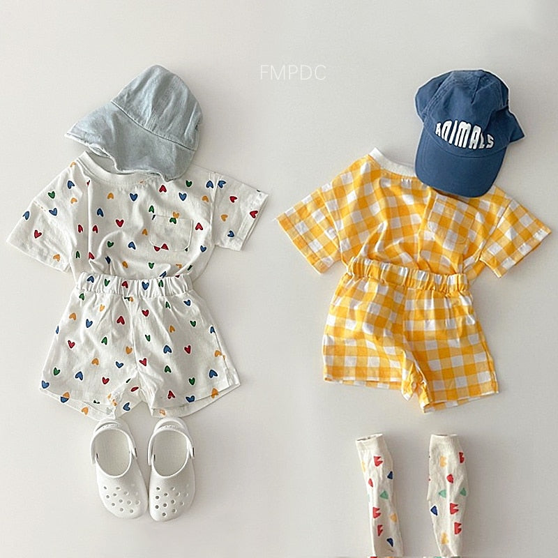 2pcs Polka Dot  Plaid Print Sets (12M-4T)