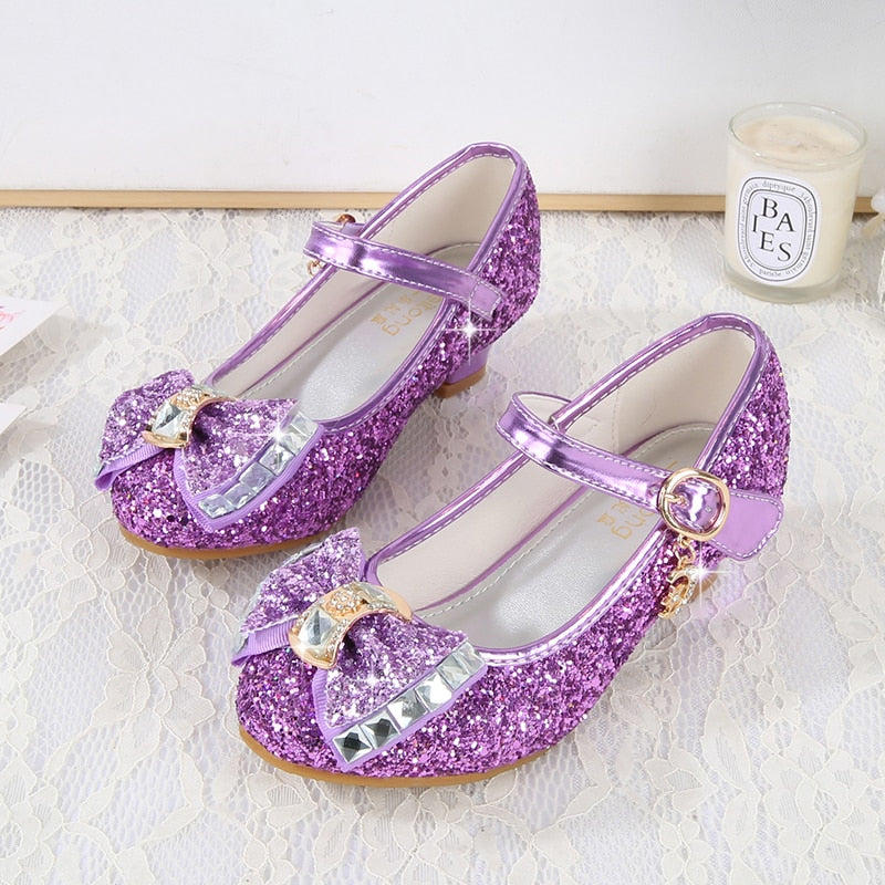 Girls High Heel Elegant Glitter Shoes