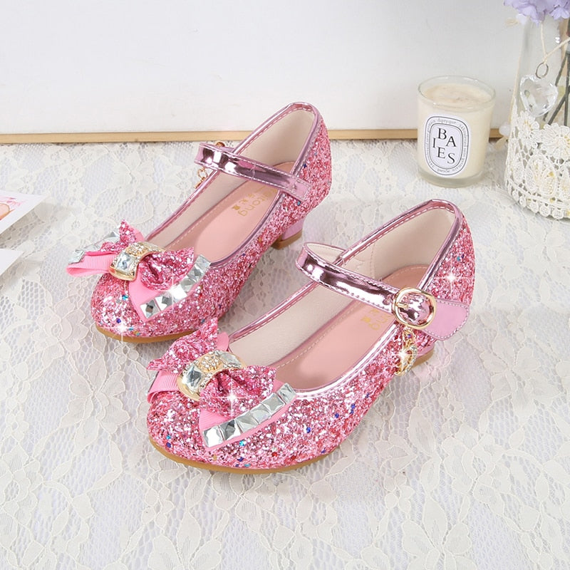 Girls High Heel Elegant Glitter Shoes