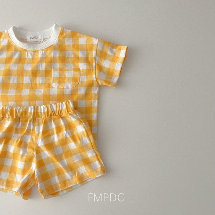 2pcs Polka Dot  Plaid Print Sets (12M-4T)