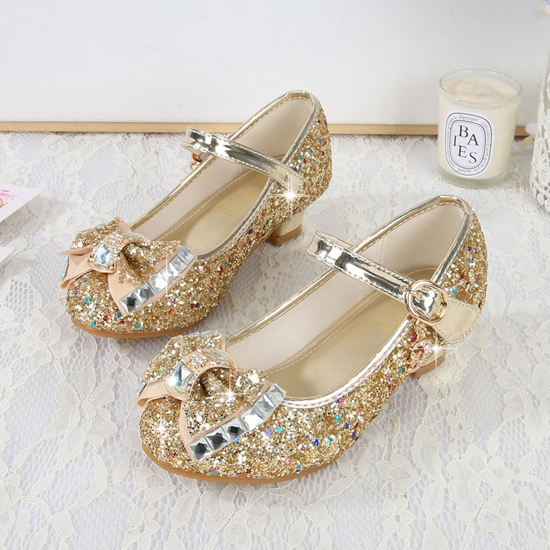 Girls High Heel Elegant Glitter Shoes