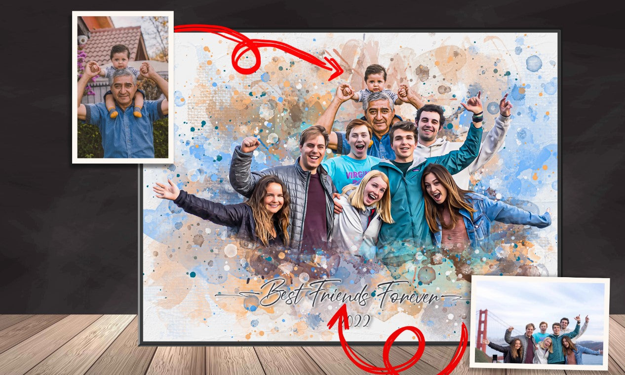 Premium Digital Watercolor Painting From Your Desired Photo (Free Hanger Set for Canvas Included)