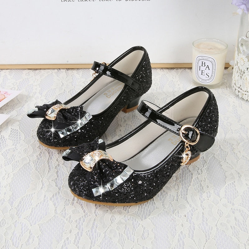 Girls High Heel Elegant Glitter Shoes